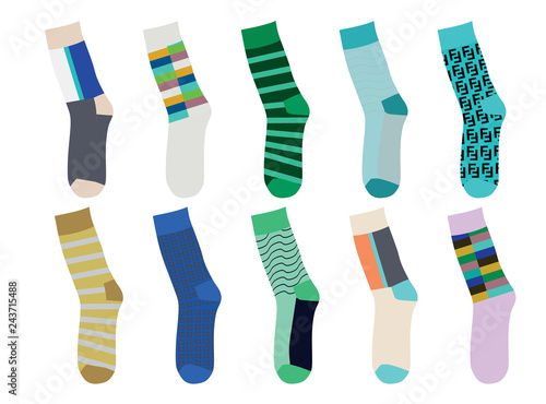 Colorful set of socks. vector illustration