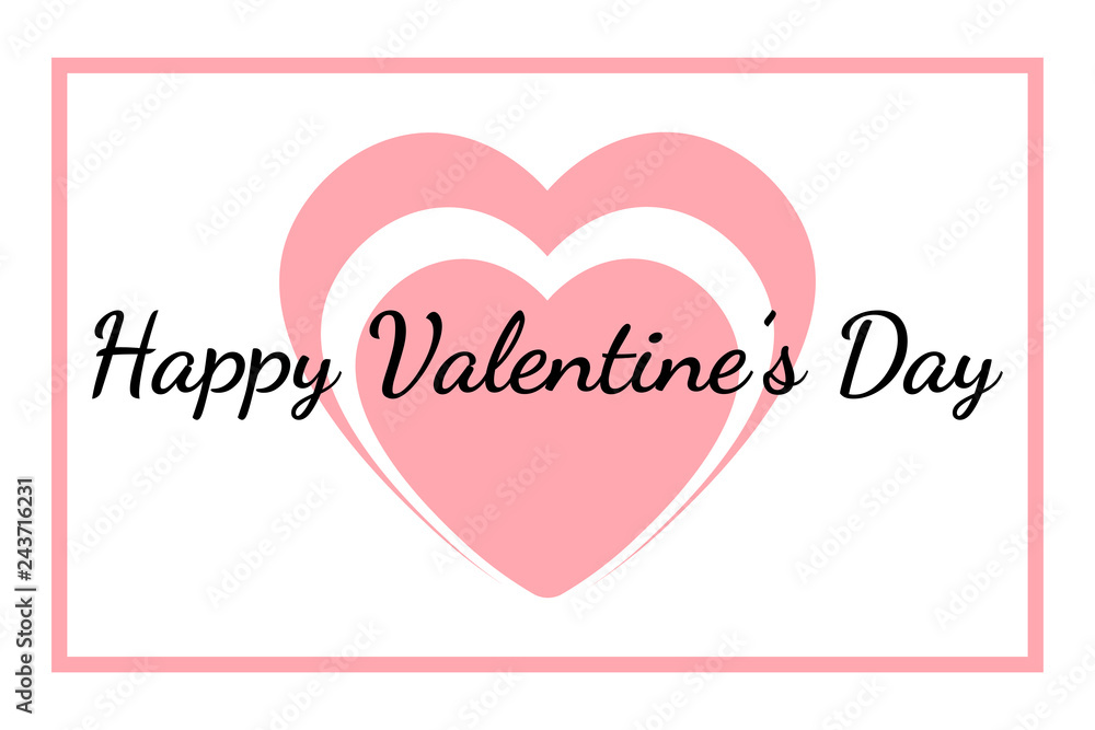 Happy Valentines Day. Template for postcards. Pink hearts and an inscription. Vector image. Background. Texture.