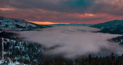 Hyperlapse of Fog over Donner Lake. Truckee, California photo