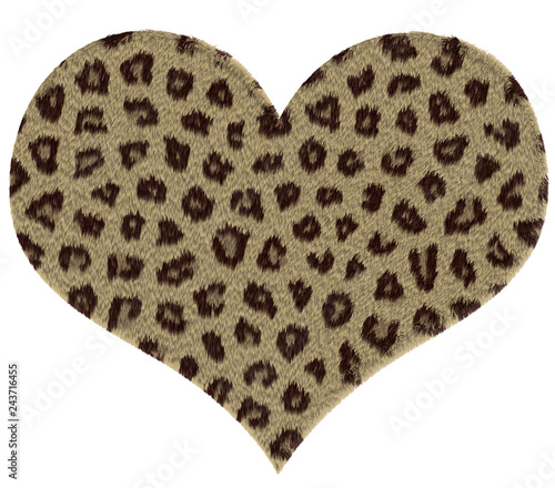 Heart wtih leopard fur textured pattern