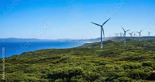 Wind turbines on a coastal Wind Farm, Albany, Western Australia, Australia photo