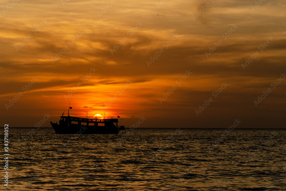 Sunset by the beach at Koh Rong Samloem