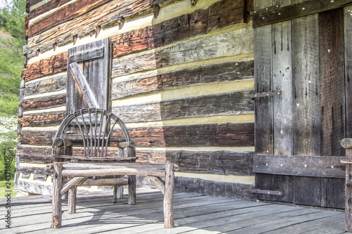 Front Porch. Weathered log cabin and front porch in the hills of Kentucky.