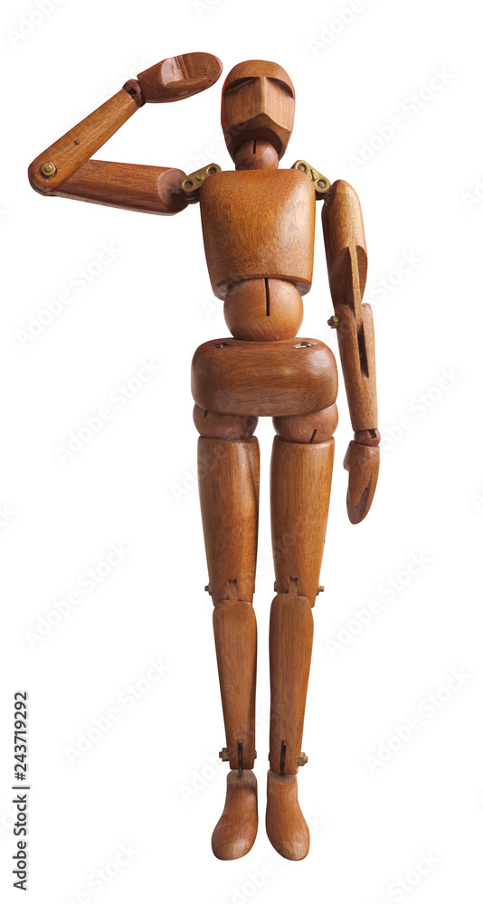 bonhomme en bois, mannequin, bois, poupée, figure, modèle, isolé, blanc,  corps, jouet, figurine, humain, geste, marionnette, personne, art, debout,  concept, bras, objet, gens, homme, salut militaire, Stock Illustration |  Adobe Stock