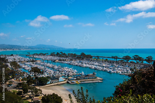 View of beautiful marina from above.