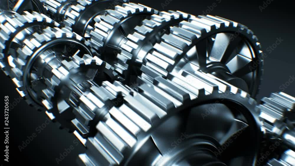 Moving Along Working Abstract Isolated Gearbox Seamless. Beautiful