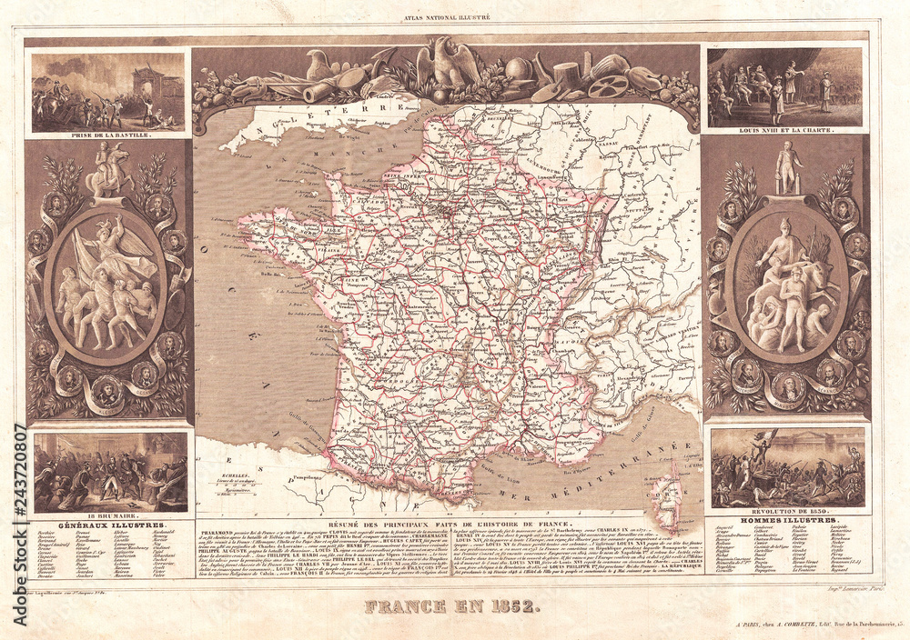 1852, Levasseur Map of France