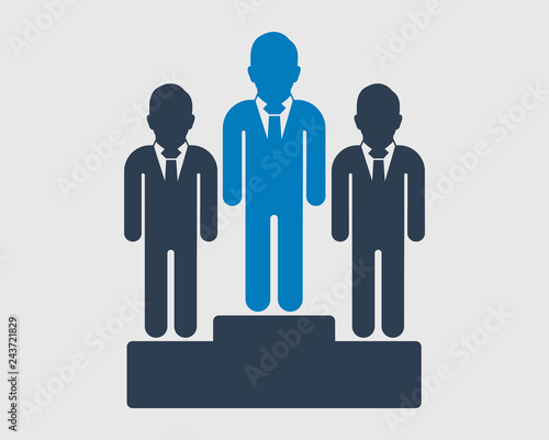 Business leader Icon. Male symbol  on podium. Flat style vector EPS.