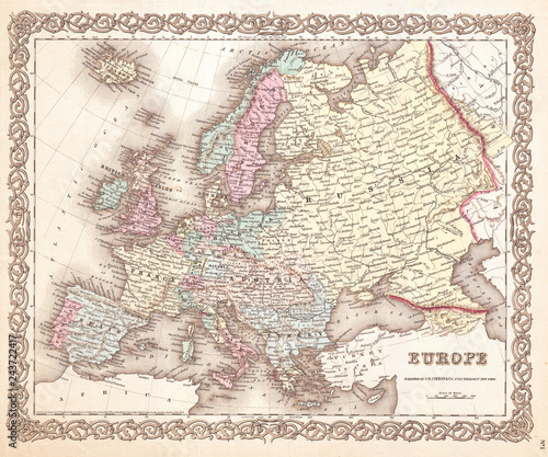 1855, Colton Map of Europe