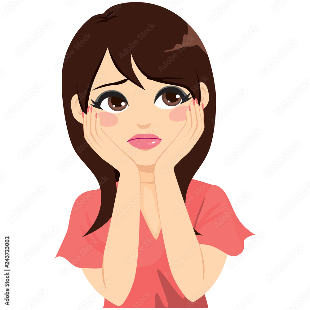 Frustrated sad woman feeling tired and distressed worried problem concept Frustrated sad woman feeling tired and distressed worried problem concept