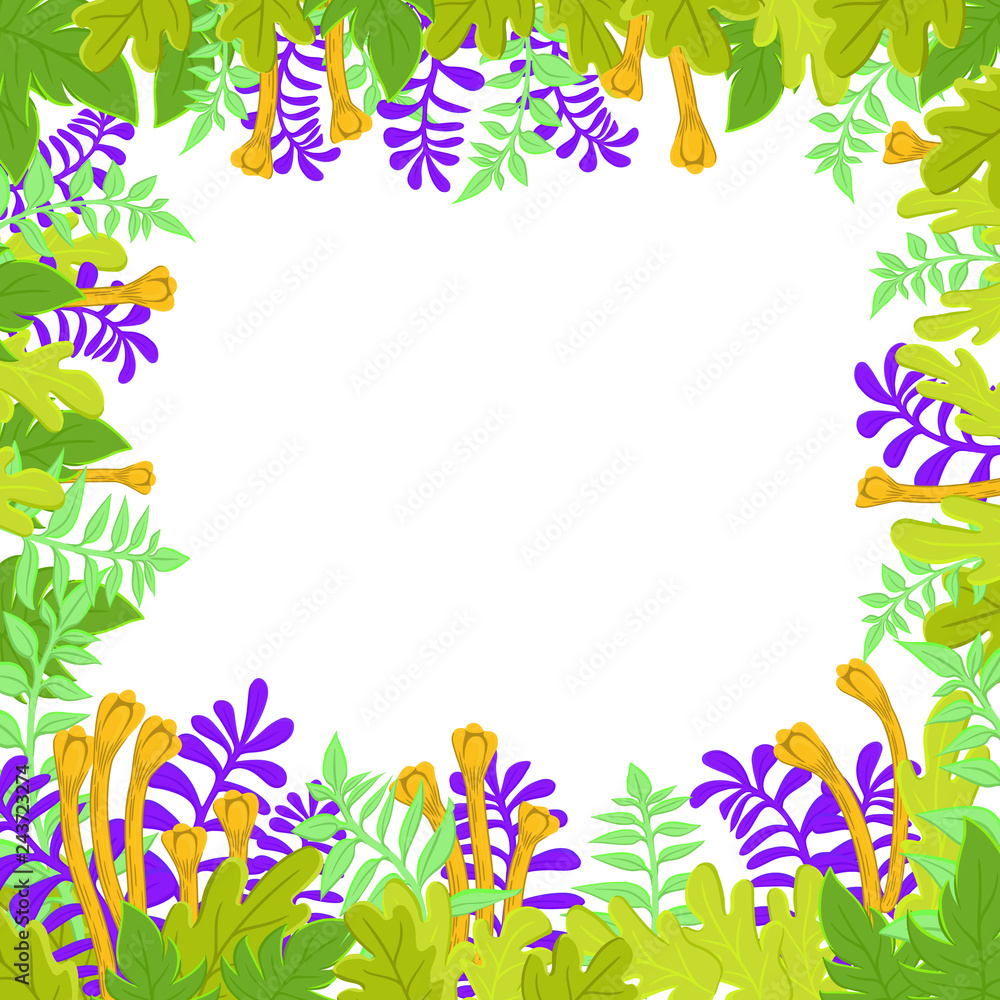 Natural banner with stylized green leaves. Vector