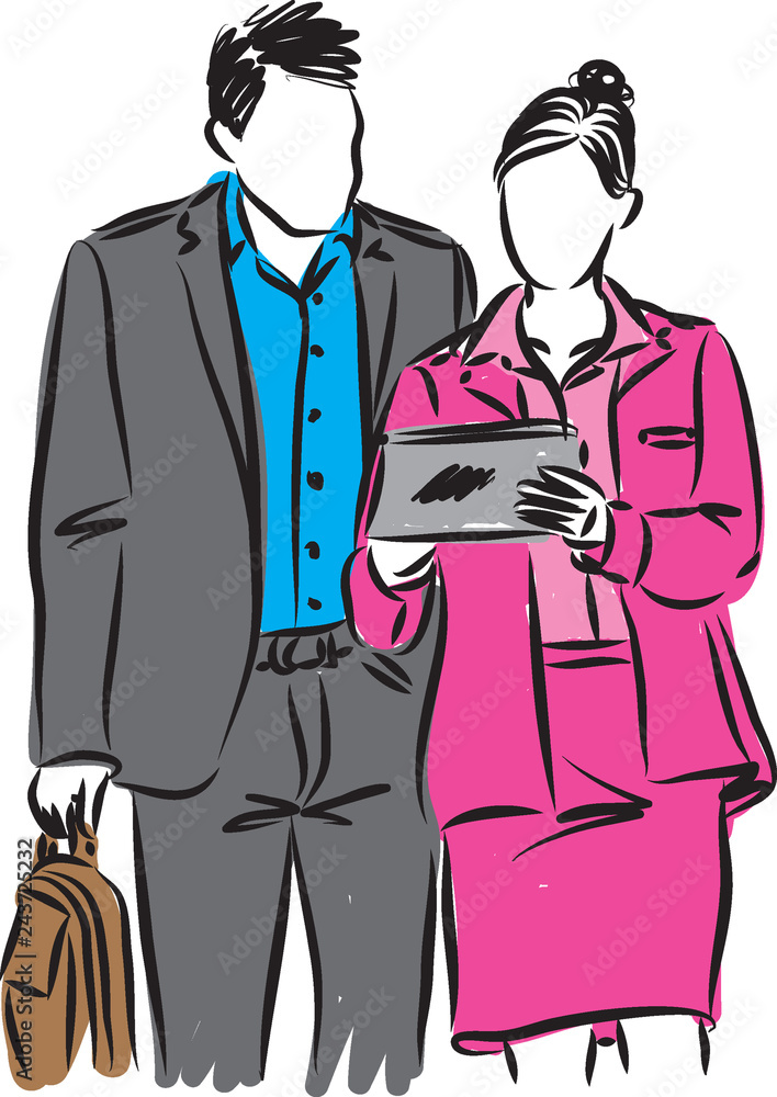 business man and woman with tablet vector illustration business man and woman with tablet vector illustration