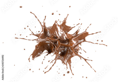 liquid chocolate isolated splash explosion. on white.