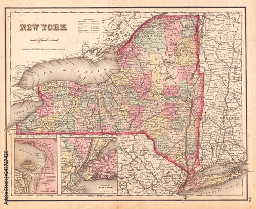 1857, Colton Map of New York