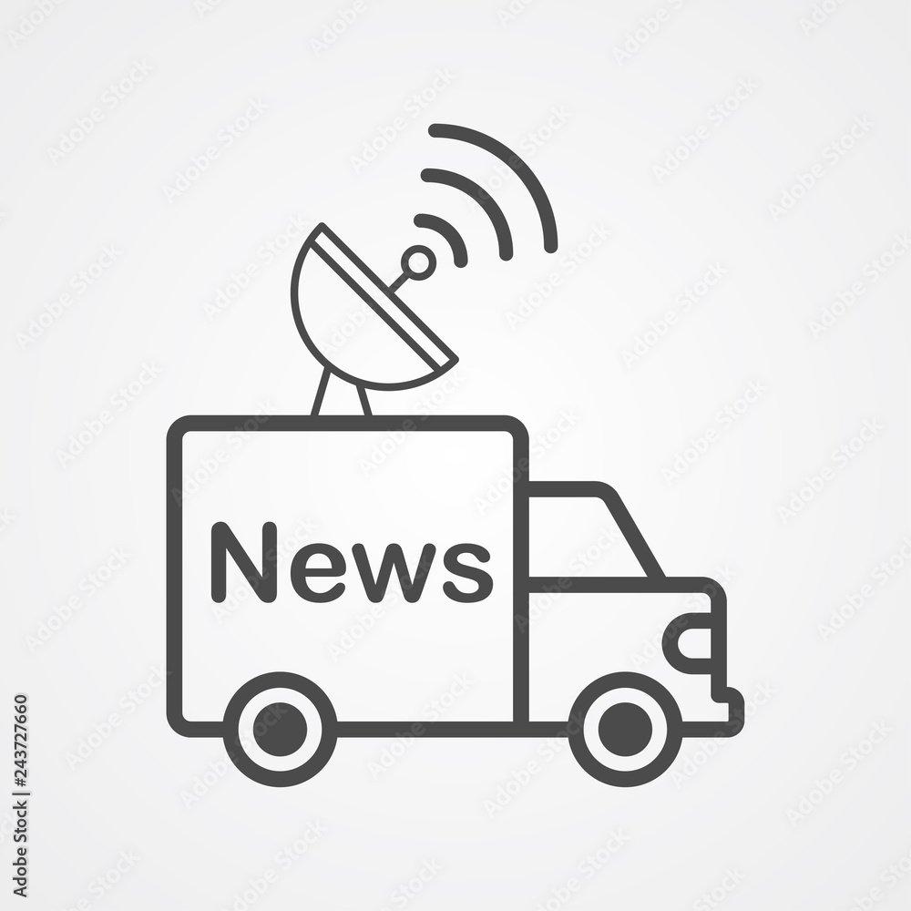 News van vector icon sign symbol News van vector icon sign symbol