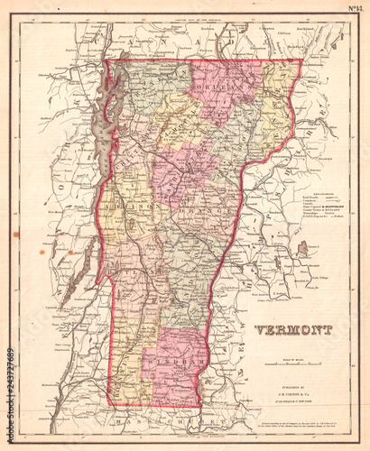 1857  Colton Map of Vermont