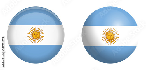 Argentine Republic flag under 3d dome button and on glossy sphere / ball.