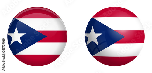 Free Download Puertorico flag under 3d dome button and on glossy sphere / ball. - GFXLoad