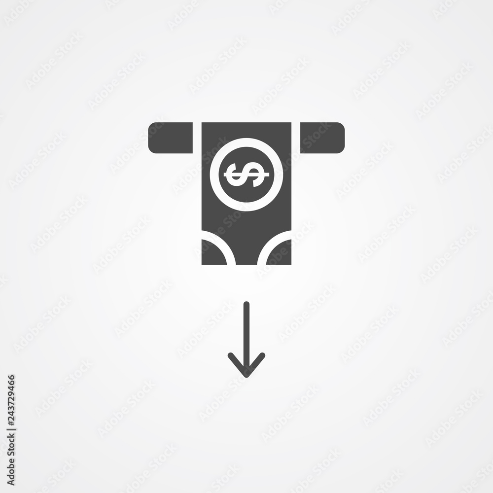 Cash withdrawal vector icon sign symbol Cash withdrawal vector icon sign symbol