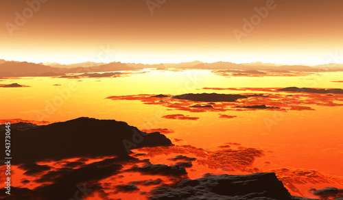 Fototapeta Naklejka Na Ścianę i Meble -  Volcanic terrain landscape, lava flow