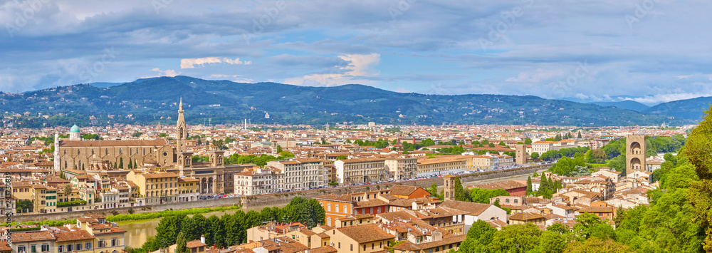 Beautiful panoramic view from the Bardini garden on Florence, right side, in poster format