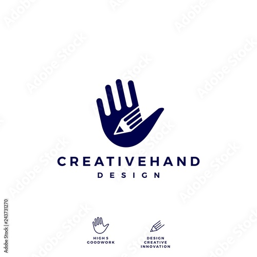 hand pencil logo vector icon illustration © gaga vastard