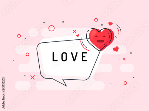 Quick Tips badge with heart and speech bubble. Trendy flat vector on white background. Vector Illustration. 