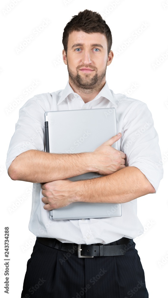 Man Holding a Laptop Man Holding a Laptop
