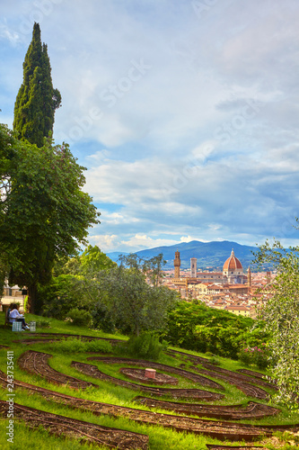 Beautiful panoramic view from the Bardini garden on Florence