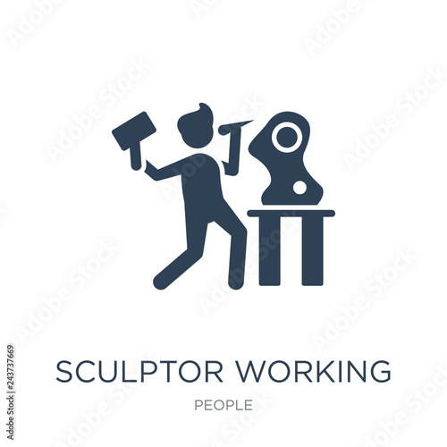 sculptor working icon vector on white background, sculptor worki