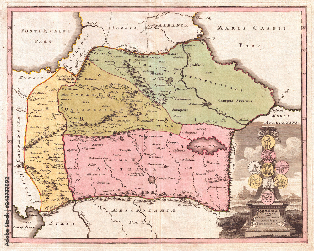 1720, Weigel Map of the Caucuses including Armenia, Georgia, and Azerbaijan