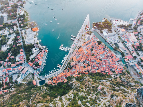 aerial view of kotor city in montenegro photo