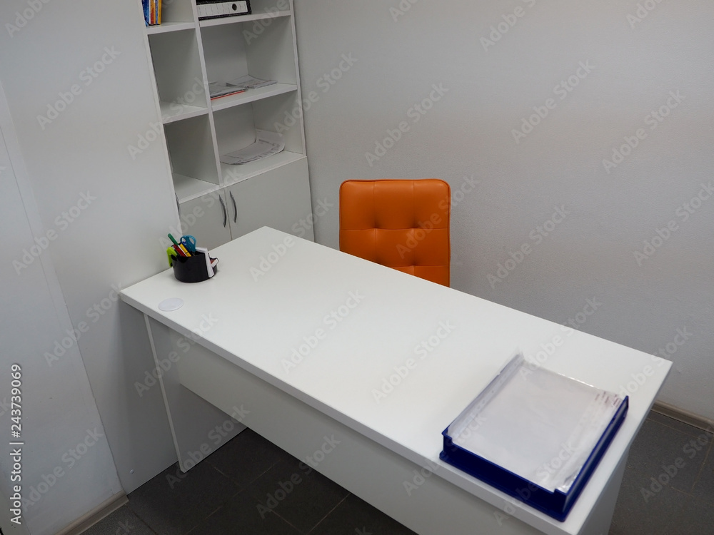 interior, office with furniture white interior, office with furniture white