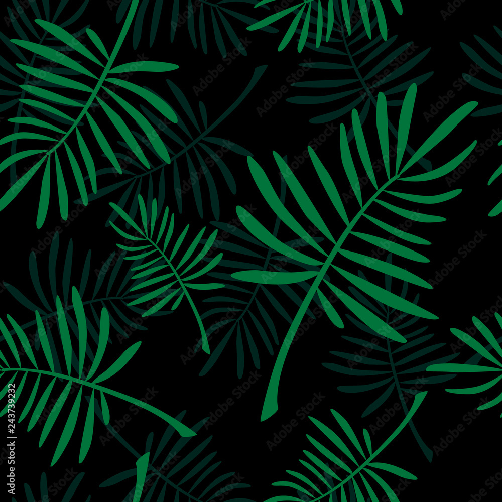 Dark fern seamless pattern. tropical vector illustration