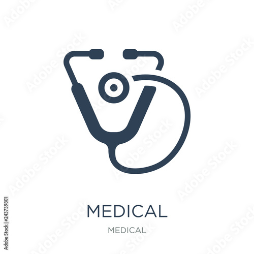 medical stethoscope icon vector on white background, medical ste
