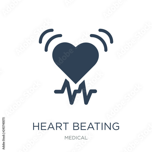 heart beating icon vector on white background, heart beating tre
