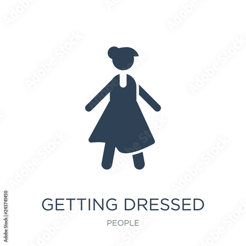 getting dressed icon vector on white background, getting dressed