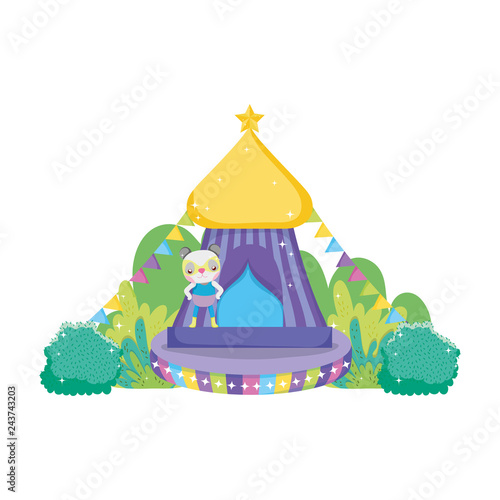 cute circus cat with layer and tent