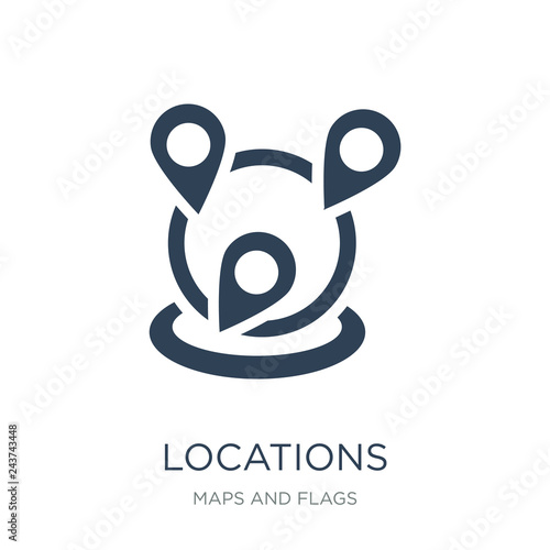 locations icon vector on white background, locations trendy fill