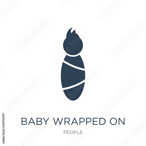 baby wrapped on swaddling clothes icon vector on white backgroun