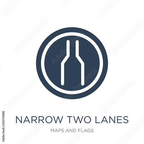 narrow two lanes icon vector on white background, narrow two lan