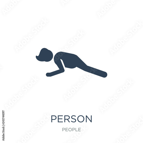 person practicing a strengthen posture icon vector on white back