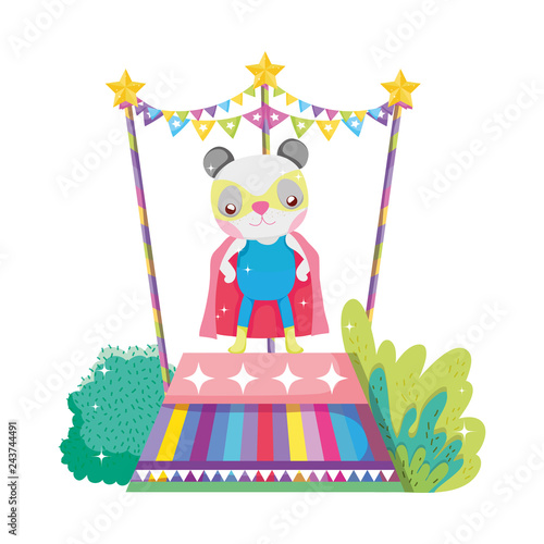cute circus cat with layer in stage