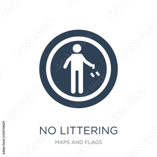 no littering icon vector on white background, no littering trend