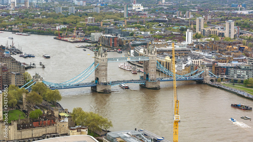 Aerial view of Tower Bridge in London