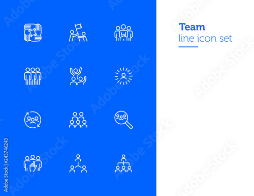 Team line icon set. Staff, success, personnel selection. Teamwork concept. Can be used for topics like friendship, collaboration, working together