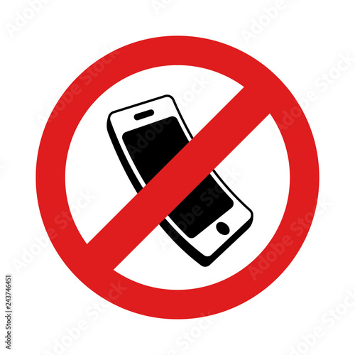 No cell phone sign on white background. Vector illustration