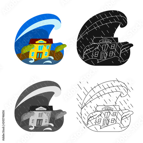 Isolated object of weather and distress logo. Collection of weather and crash stock symbol for web.