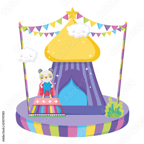 cute circus cat with layer and tent