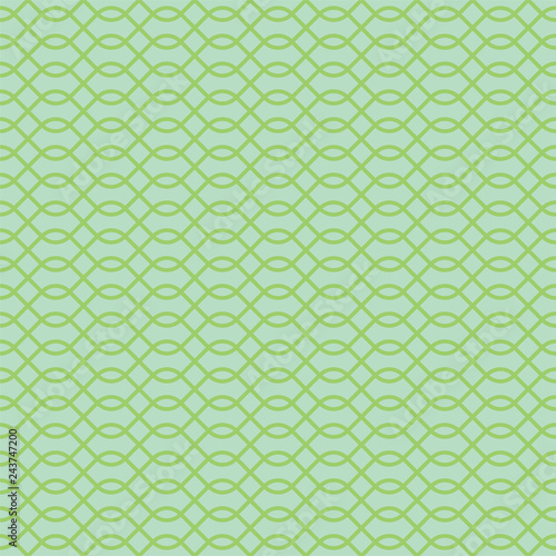 Abstract seamless pattern. Geometric fashion design print. Chain, chain mail grid, guilloche. Monochrome green wallpaper